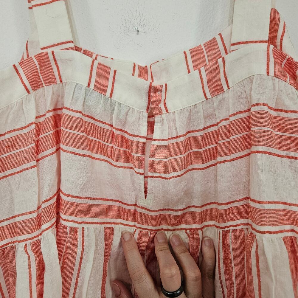 Loft Women's Red White Babydoll Tank Top Blouse Striped Sz Large Lightweight - Picture 5 of 7